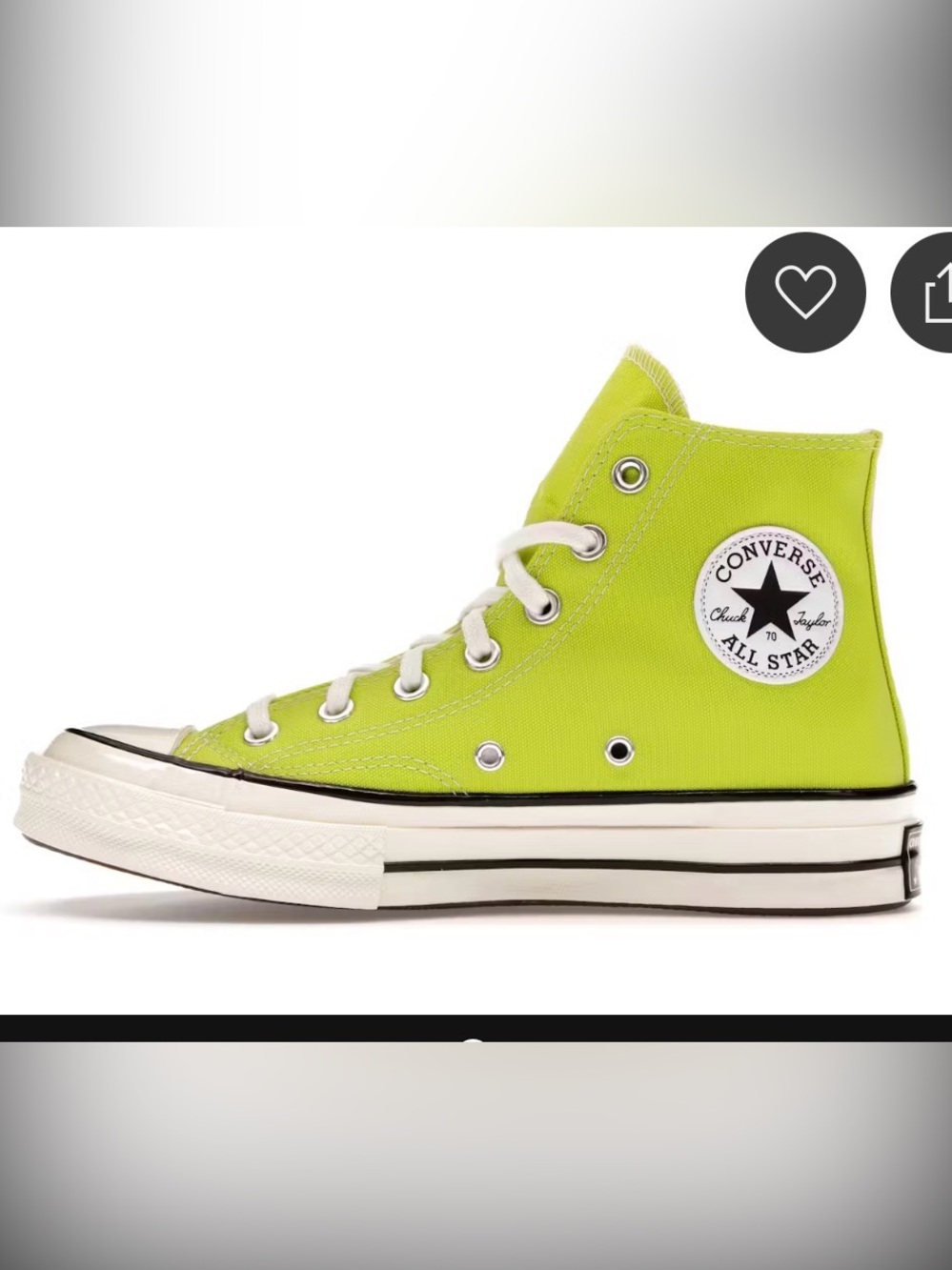 Converse Chuck Taylor All Star 70 Hi 
High Top Sneakers - Neon Lime/White